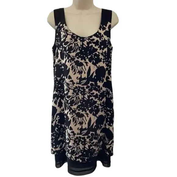 DVF Diane Von Furstenberg 95% Silk Sleeveless Tiered Hem Shift Dress (4) - Picture 2 of 13